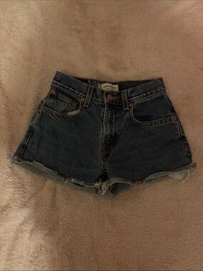 Levi's Dark Blue High-Rise Cutoff Denim Shorts